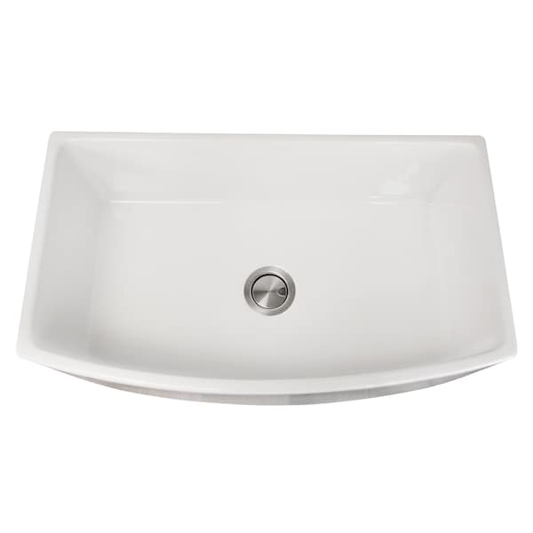 Nantucket Sinks 33 Inch White Farmhouse Fireclay Sink with Curved Apron FCFS3320CA-W - main